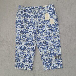 NWT St. Johns Bay Womens White Amanda Paisley Capri Pants Size 14 JCT